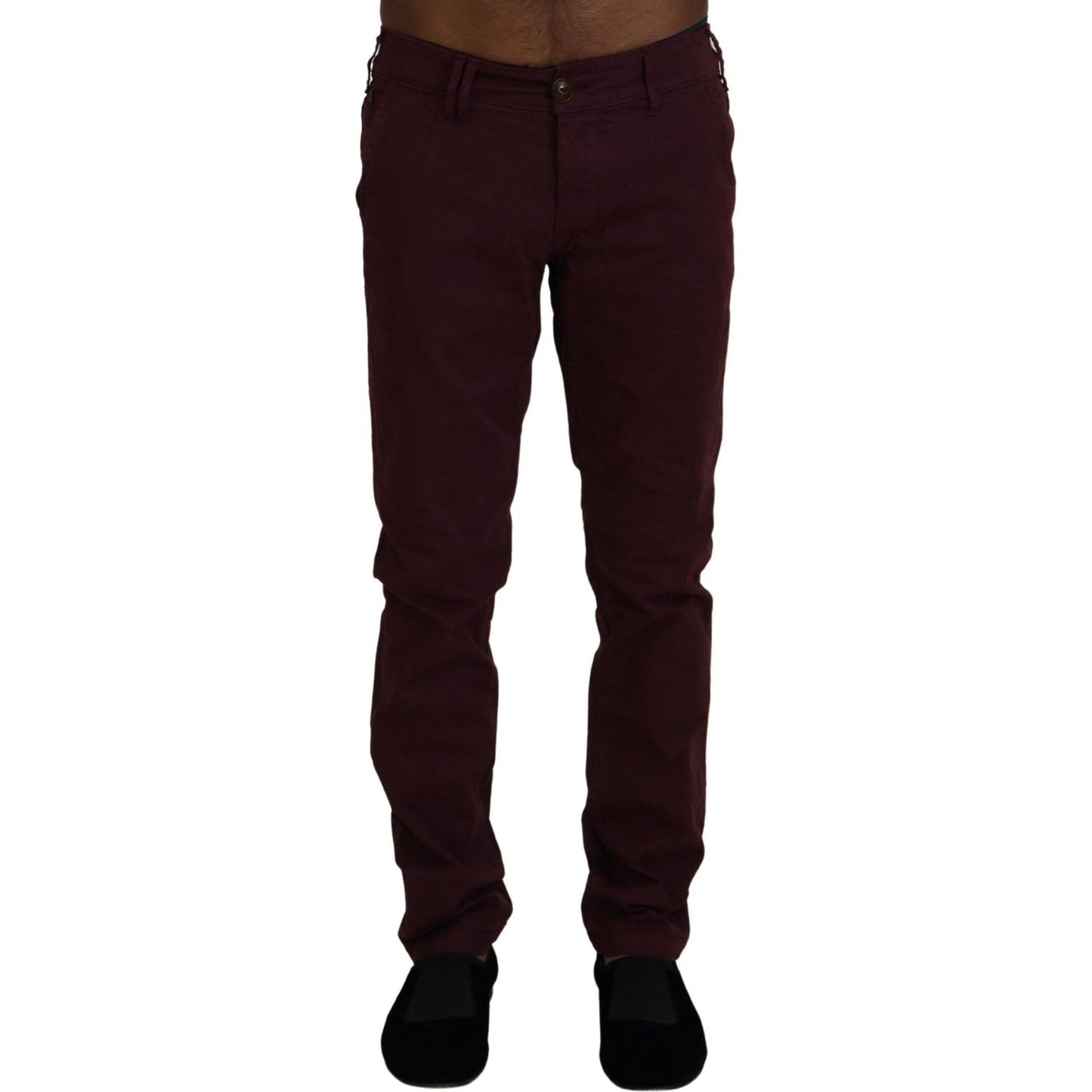 CYCLE Maroon Cotton Stretch Skinny Casual Men Pants