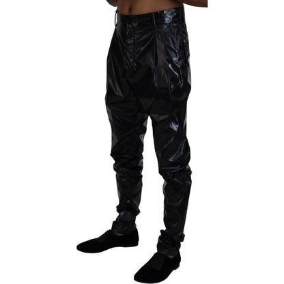 Dolce & Gabbana Black Shining Nylon Skinny Men Pants