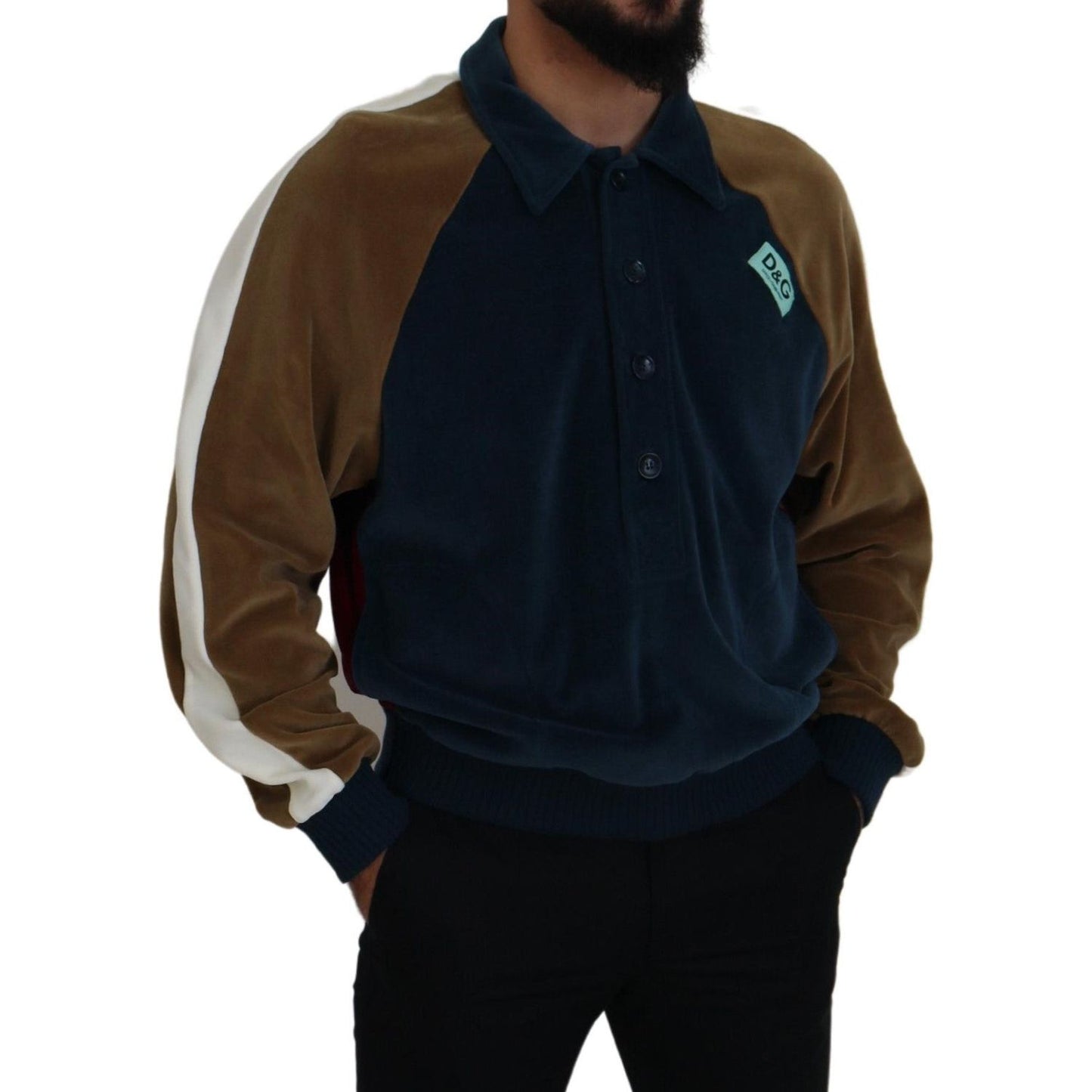 Dolce & Gabbana Multicolor Cotton Collared Pullover Sweater