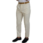 Dolce & Gabbana Off White Gold Striped Tuxedo Slim Fit Suit KOS2116- 46