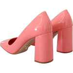 Prada Pink Patent Leather Block Heels Pumps Classic