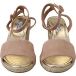 Prada Pink Suede Leather Ankle Strap Sandals