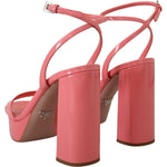 Prada Chic Pink Patent Leather Platform Sandals Prada Maroon