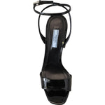 Prada Black Patent Sandals Ankle Strap Heels Leather LA10141-35