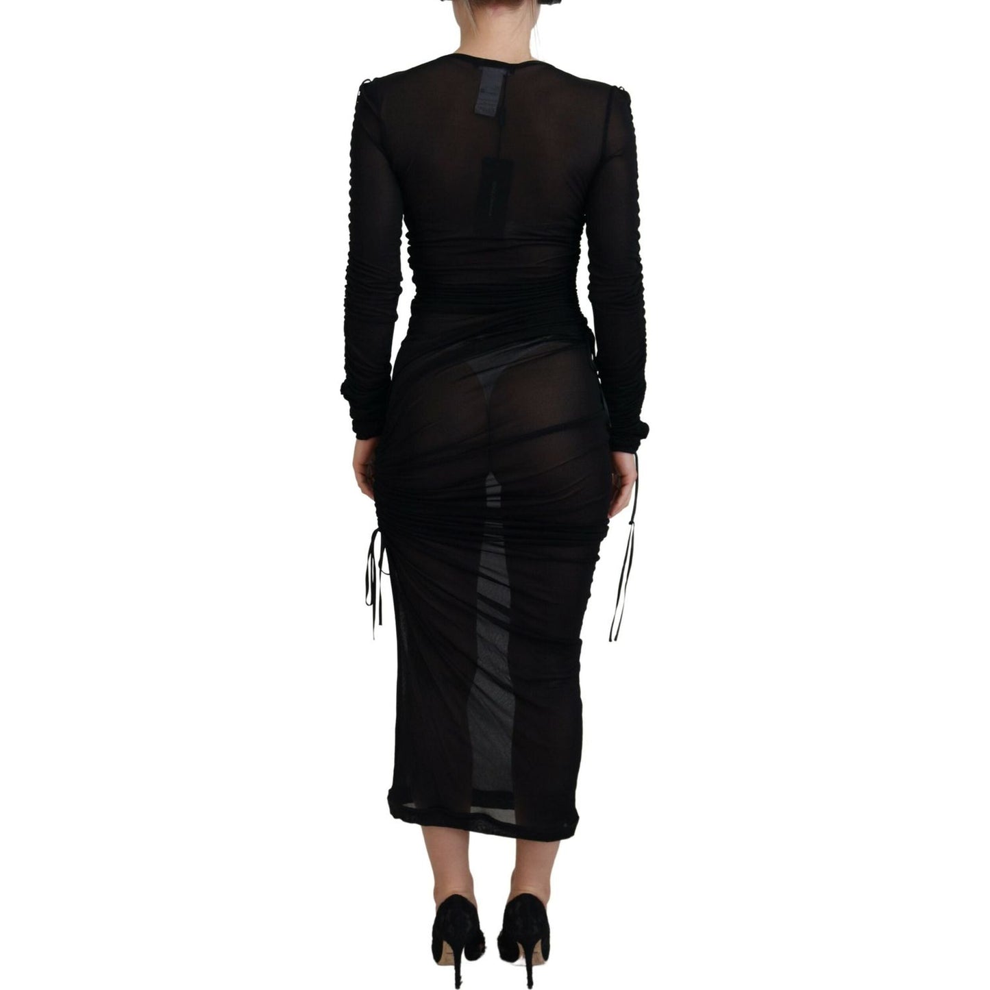 Dolce & Gabbana Black Viscose Bodycon Sheath Midi Dress