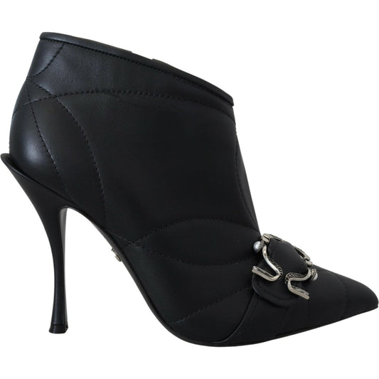 Dolce & Gabbana Black Devotion Quilted Buckled Ankle Boots Shoes LA10155- 39