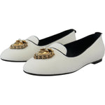 Dolce & Gabbana White Velvet Slip Ons Loafers Flats Shoes LA10205- 35.5