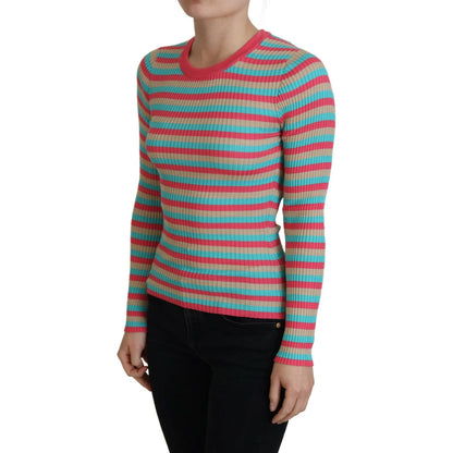 Dolce & Gabbana Multicolor Crewneck Pullover Silk Sweater