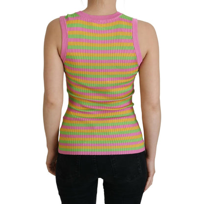 Dolce & Gabbana Multicolor Silk Vest Pullover Tank Top