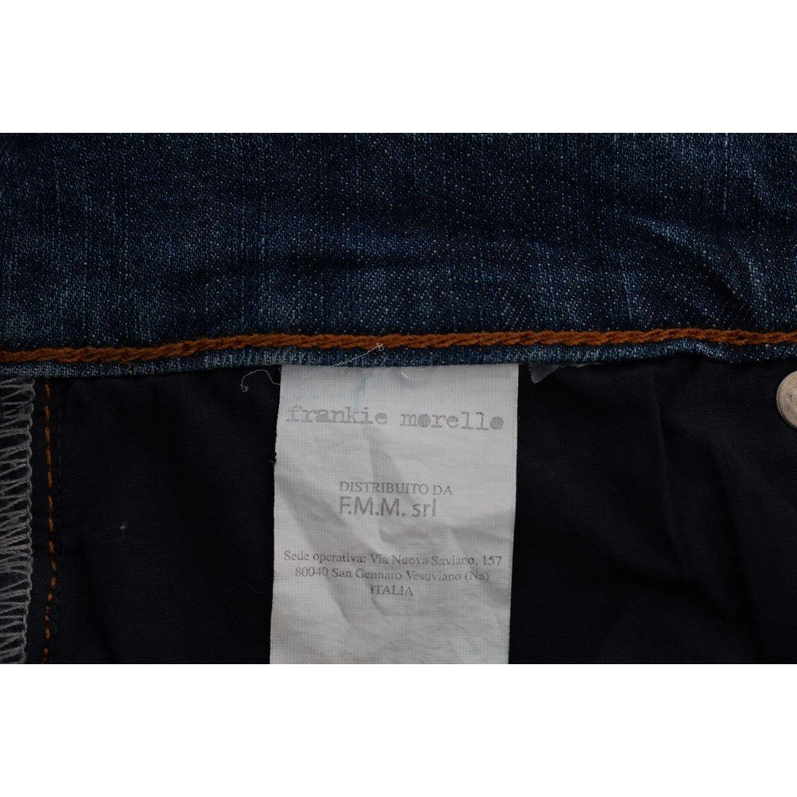 Frankie Morello Blue Wash Torn Dunfermile Slim Fit Jeans