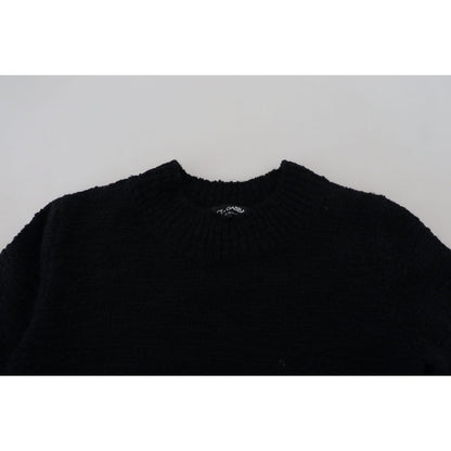 Dolce & Gabbana Black Wool Knit Crewneck Pullover Sweater