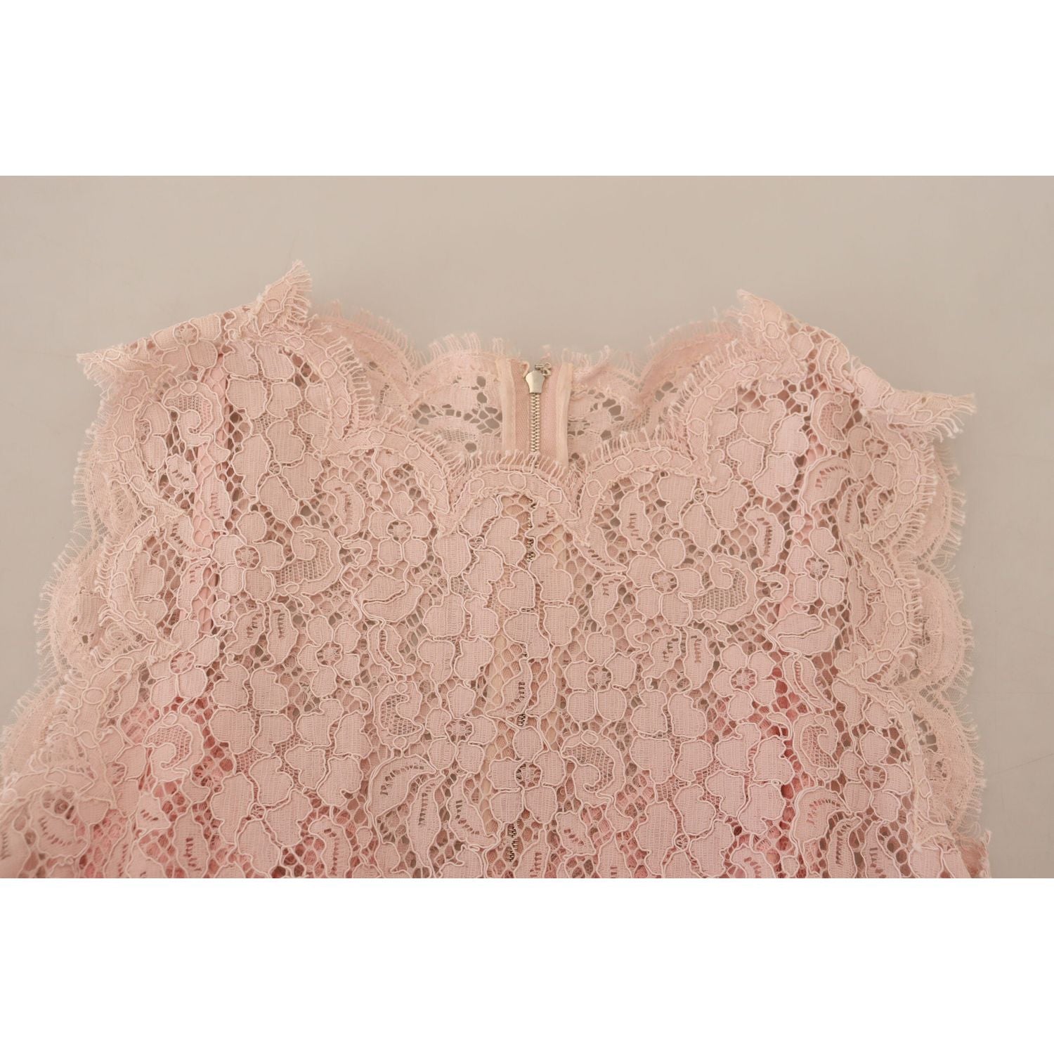Dolce & Gabbana Pink Floral Lace Sleeveless Tank Blouse Top