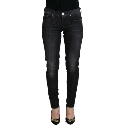 Fiorucci Black Cotton Low Waist Skinny Women Casual Jeans