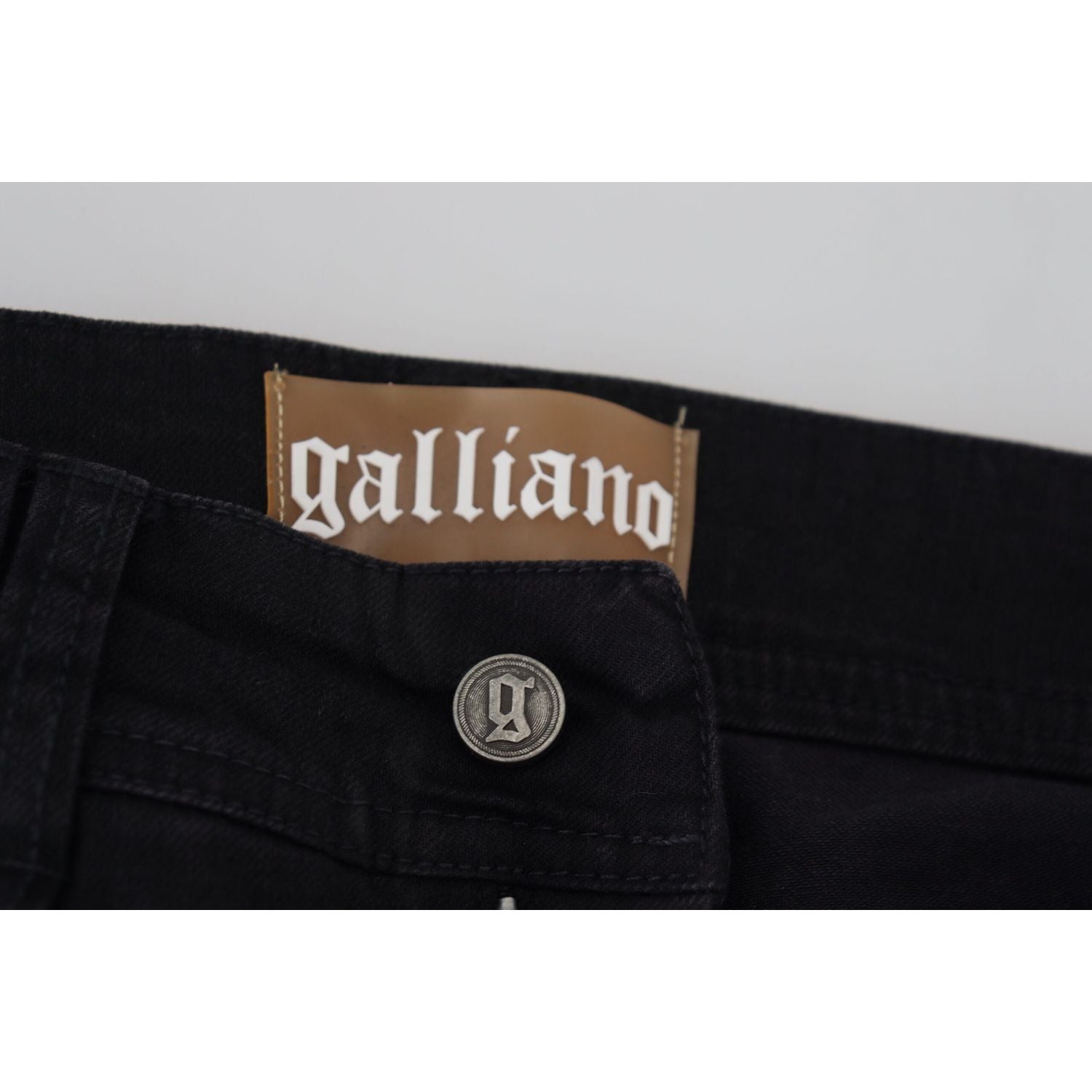 John Galliano Black Cotton Mid Waist Skinny Slim Fit Denim Jeans