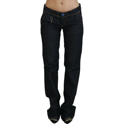 Costume National Blue Low Waist Straight Denim Pants Jeans