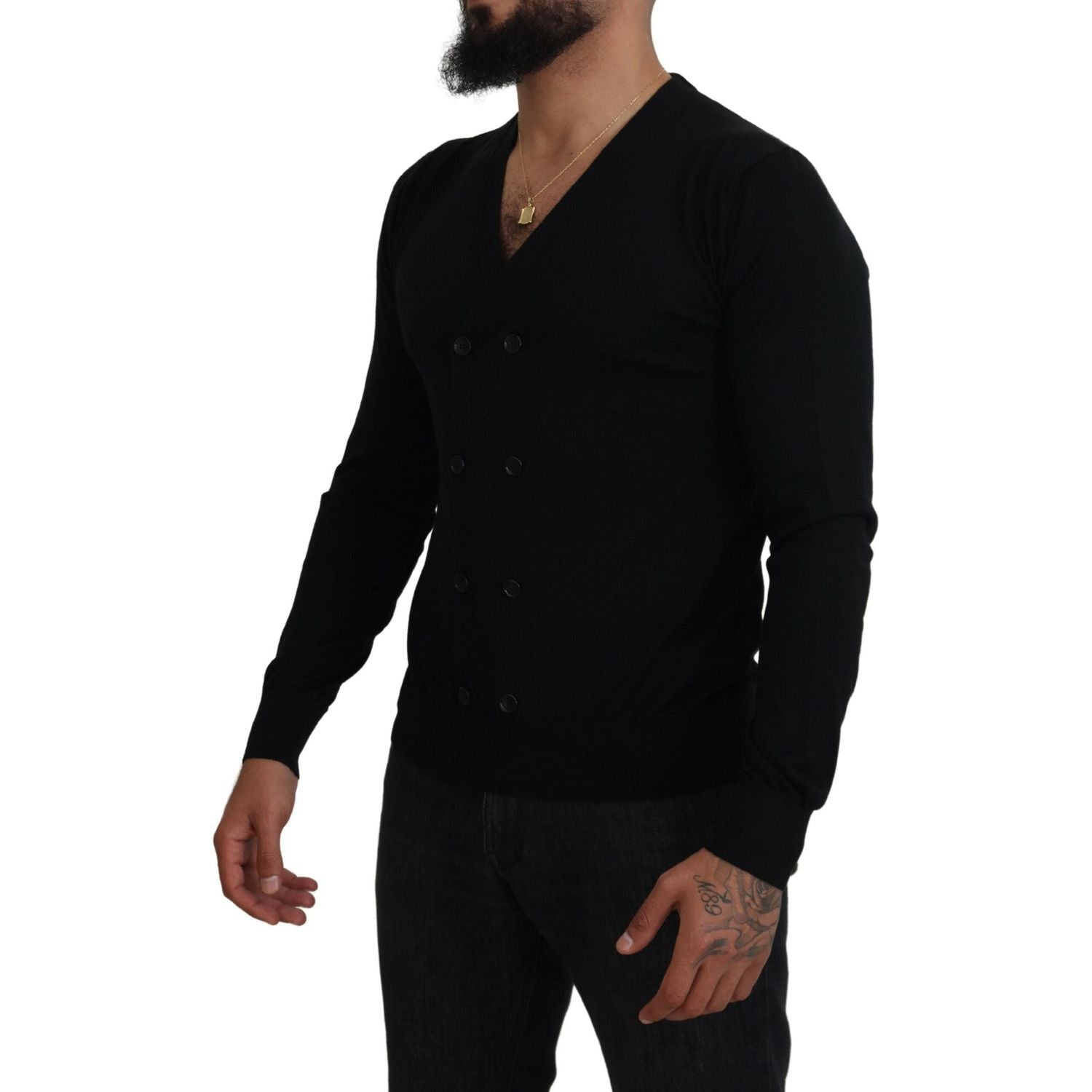 Dolce & Gabbana Black Cashmere Button Down Cardigan Sweater