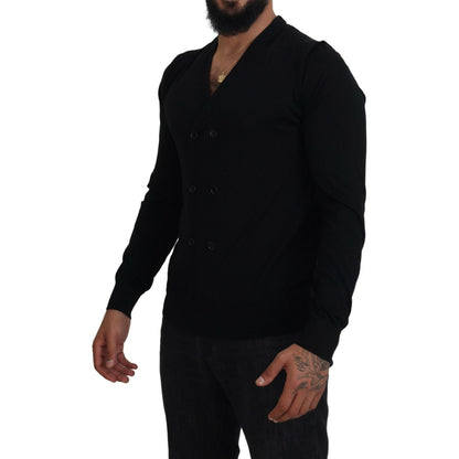 Dolce & Gabbana Black Cashmere Button Down Cardigan Sweater