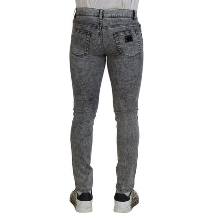 Dolce & Gabbana Grey Washed Cotton Slim Fit Men Denim Jeans