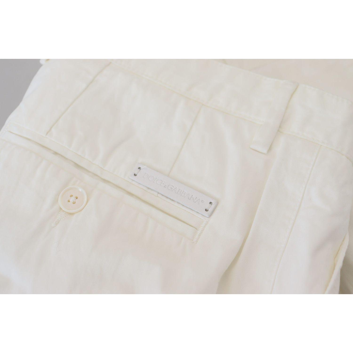 Dolce & Gabbana White Cotton Skinny Chino Pants