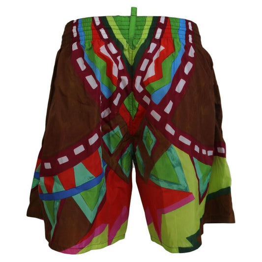 Dsquared² Multicolor Printed Men Beachwear Swimwear Short BIK1655- 48