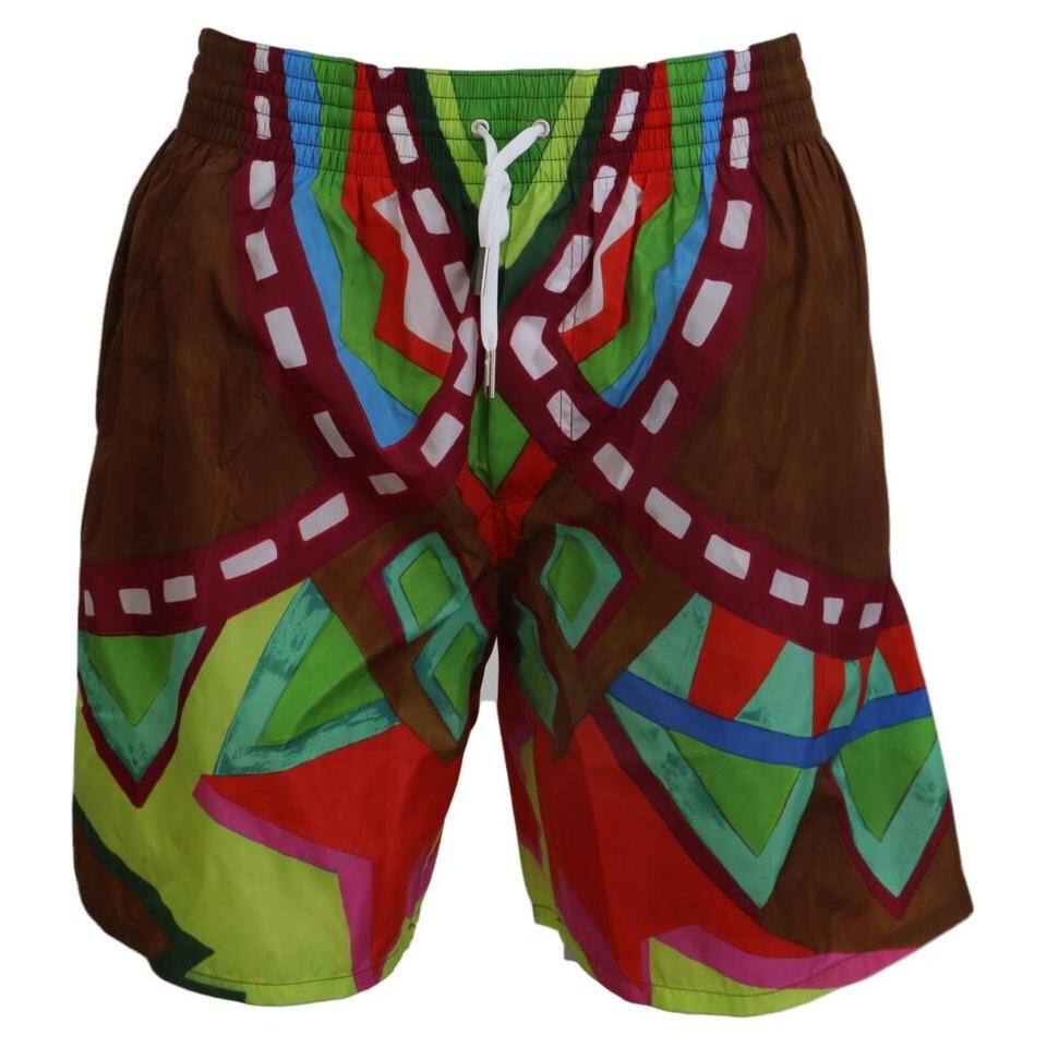 Dsquared² Multicolor Printed Men Beachwear Swimwear Short BIK1655- 48
