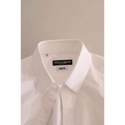 Dolce & Gabbana White MARTINI Cotton Dress Formal Shirt