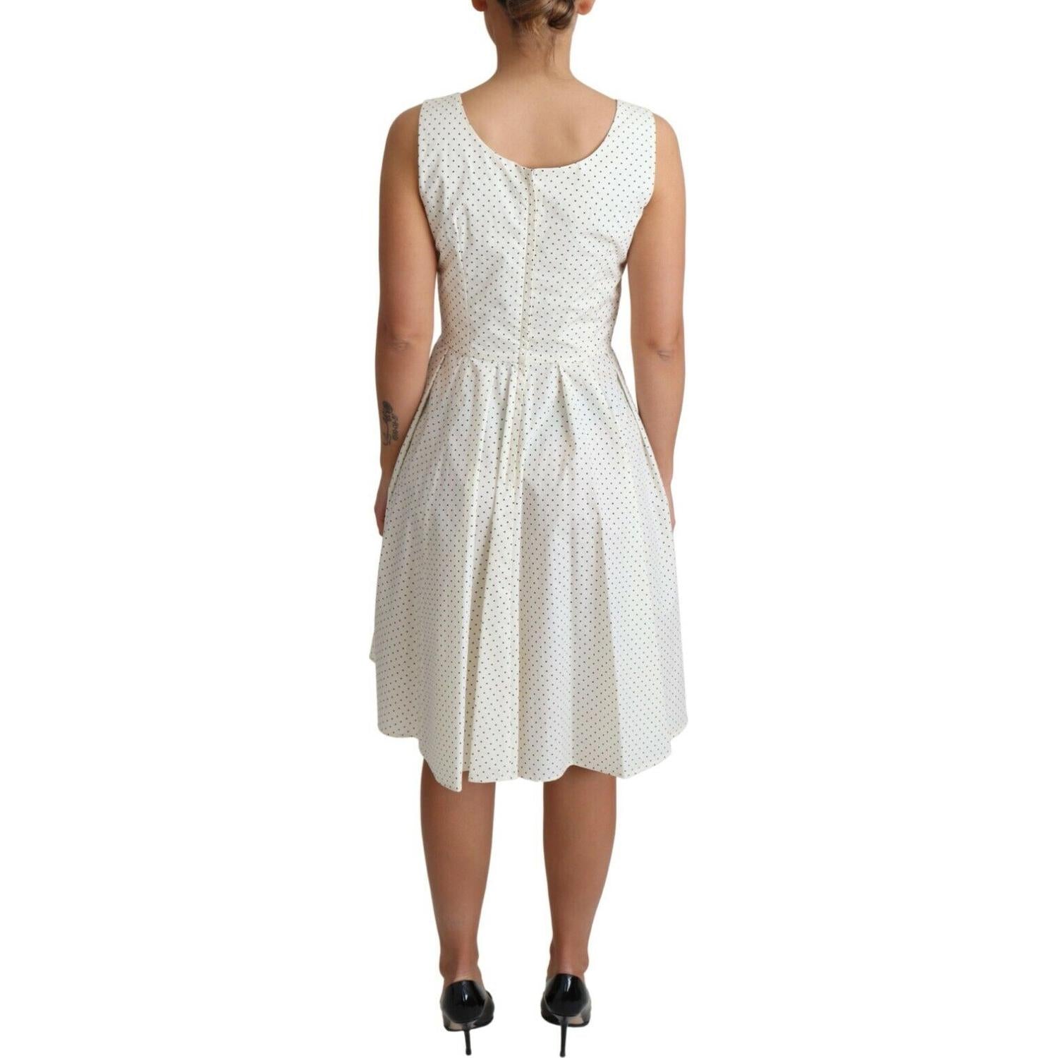 Dolce & Gabbana White Polka Dotted Cotton A-Line Dress