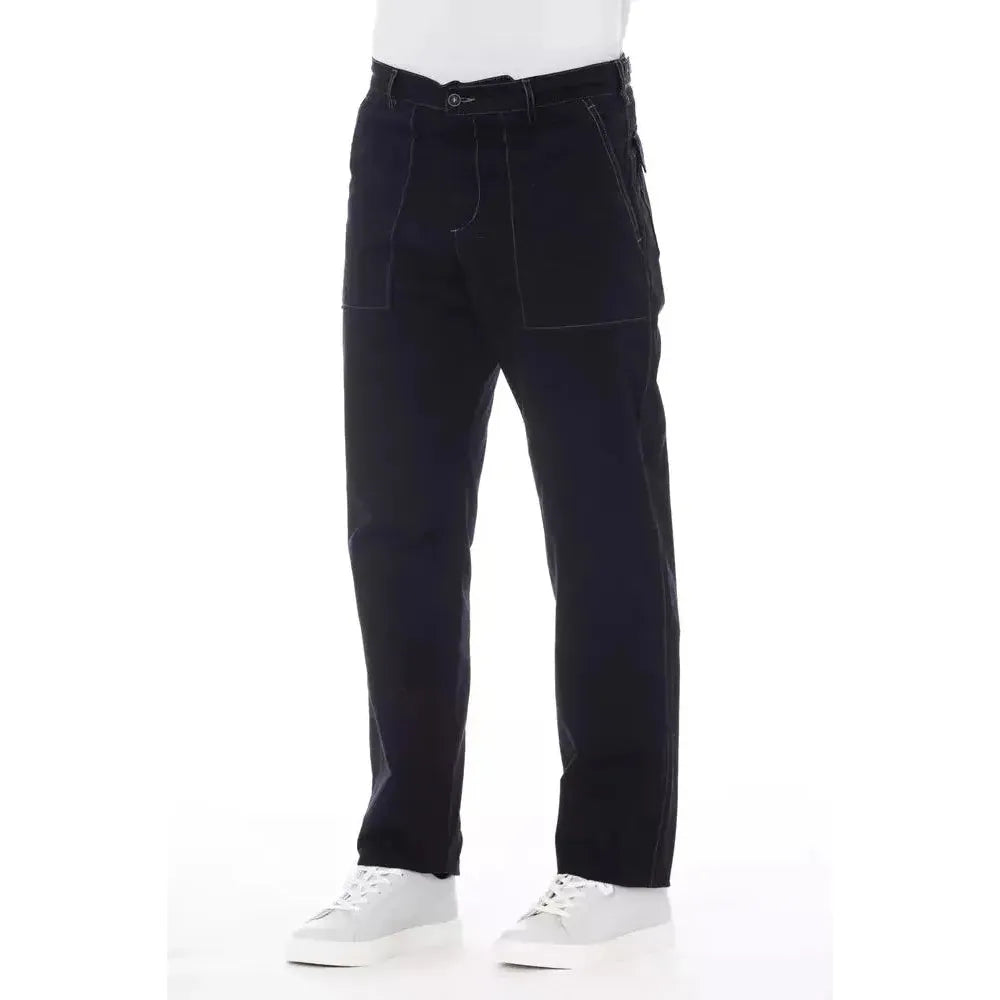 Alpha Studio Blue Cotton Men's Pant