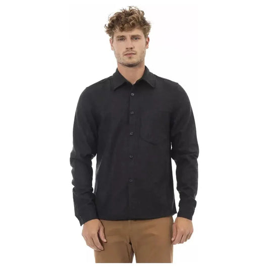 Alpha Studio Gray Wool Men Shirt AL-23466-IT48 | M