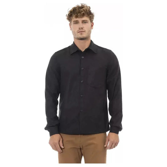 Alpha Studio Gray Wool Men Shirt AL-23466-IT48 | M