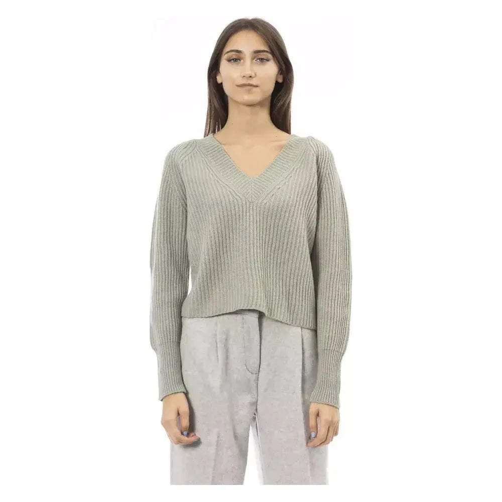 Alpha Studio Green Wool Women Sweater