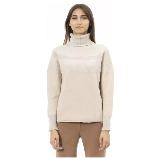 Alpha Studio Beige Wool Women Sweater AL-23501-IT44|L