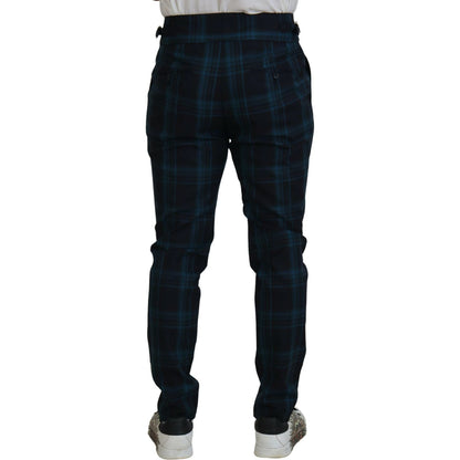 Dolce & Gabbana Blue Purple Plaid Wool Trousers Pants