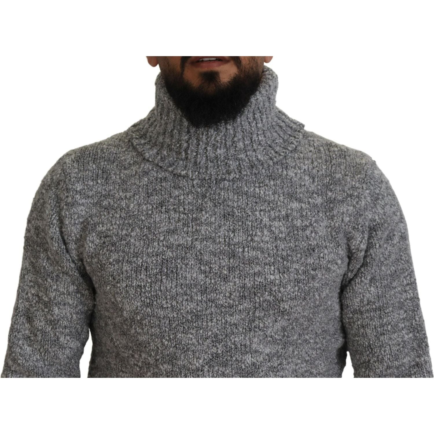 Dolce & Gabbana Gray Wool Knit Turtleneck Pullover Sweater