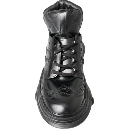 Dolce & Gabbana Black Leather Ankle Casual Boots