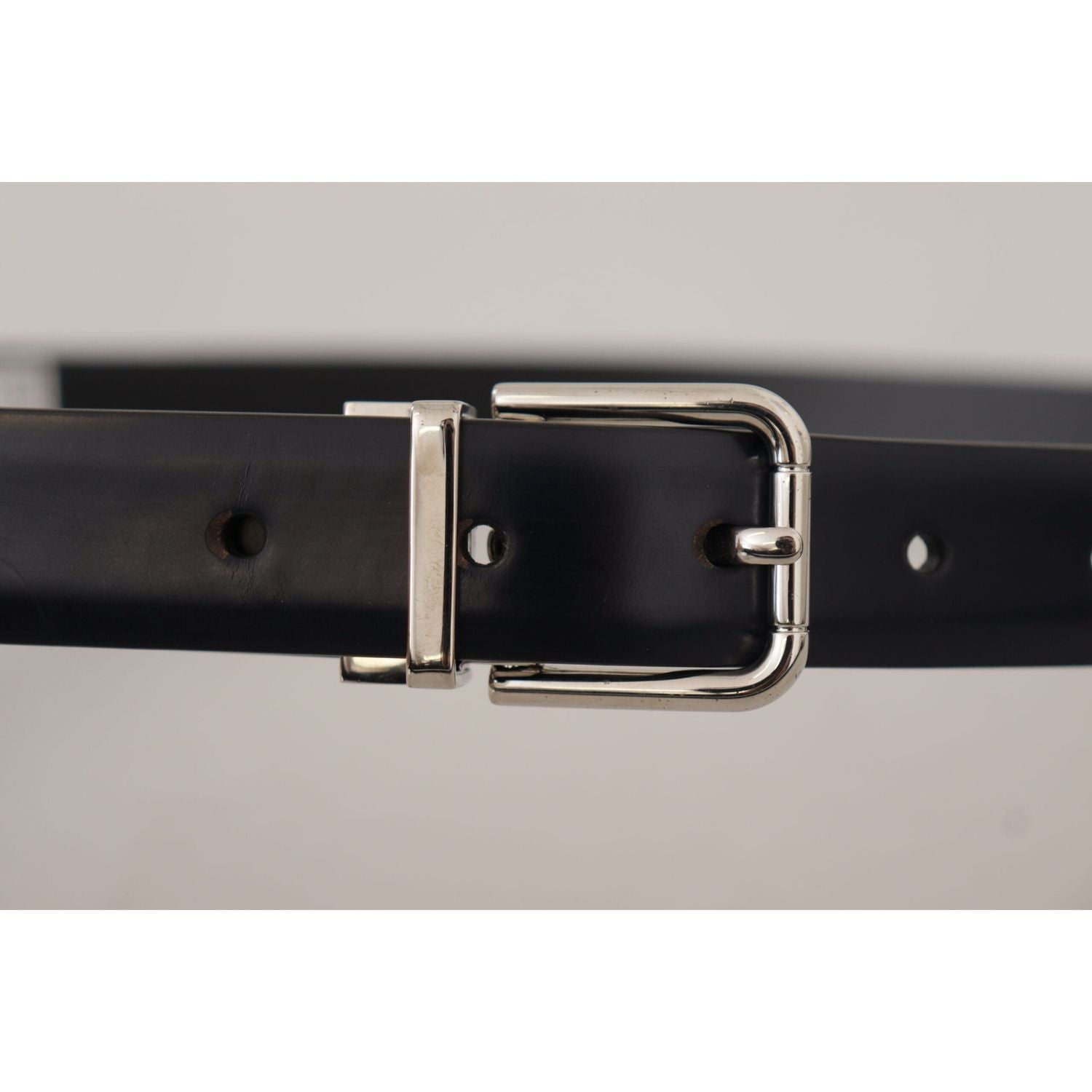 Dolce & Gabbana Black Calf Leather Classic Logo Metal Buckle Belt