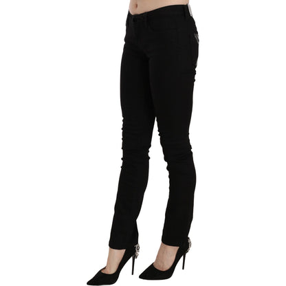 Costume National Black Sequined Mid Waist Slim Fit Denim Jeans
