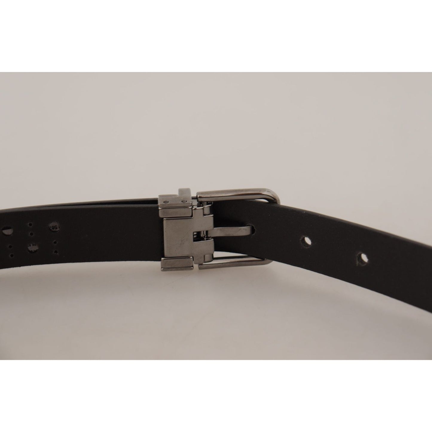 Dolce & Gabbana Dark Purple Perforated Leather Metal Buckle Belt