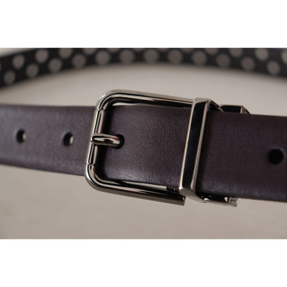 Dolce & Gabbana Dark Purple Perforated Leather Metal Buckle Belt