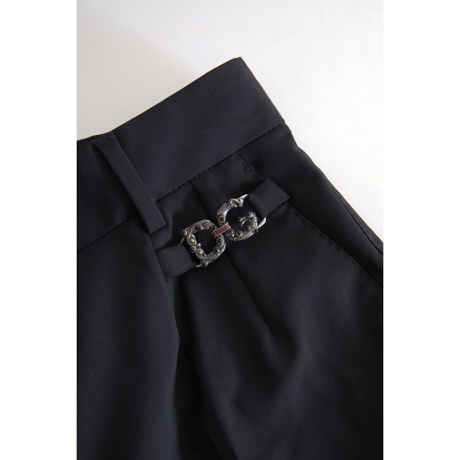 Dolce & Gabbana Black Wool High Waist Tapered Pants