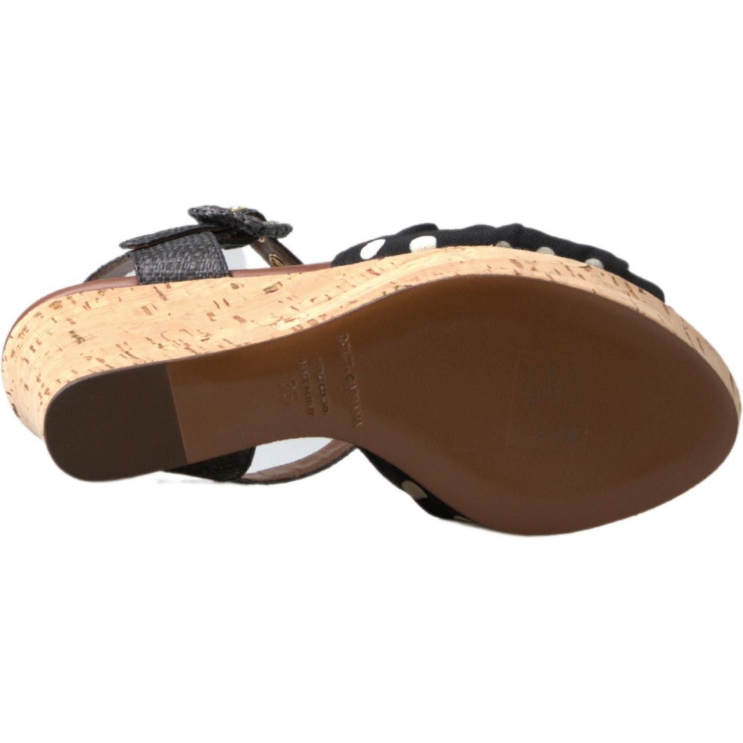 Dolce & Gabbana Black  Wedges Polka Dotted Ankle Strap Shoes Sandals