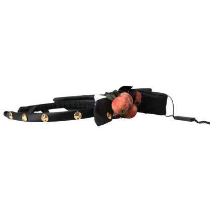 Dolce & Gabbana Black with multicolor Fig Fruit Crystal Tiara Diadem Headband