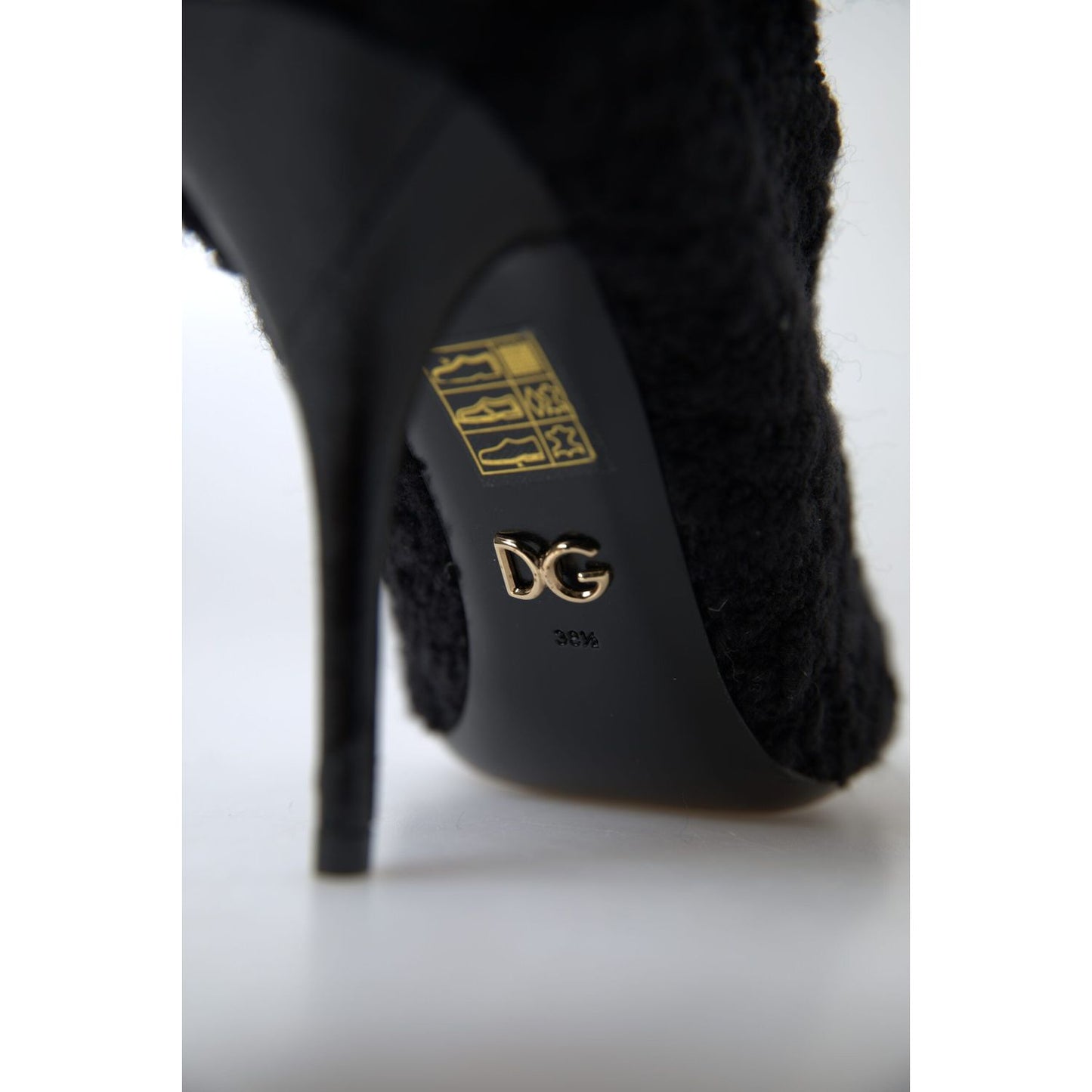 Dolce & Gabbana Black Stiletto Heels Mid Calf Boots LA10281-38.5