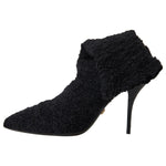 Dolce & Gabbana Black Stiletto Heels Mid Calf Boots LA10281-38.5