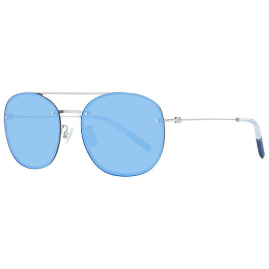 Tommy Hilfiger blue unisex sunglasses with round metal-plastic frame and full-rim design, 100% UVA & UVB protection.