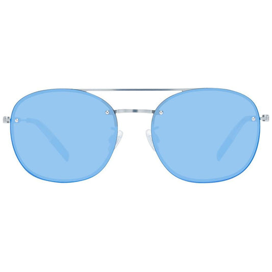 Tommy Hilfiger blue unisex sunglasses with round frames, 100% UVA & UVB protection and plastic blue lenses. Frame width 145mm.