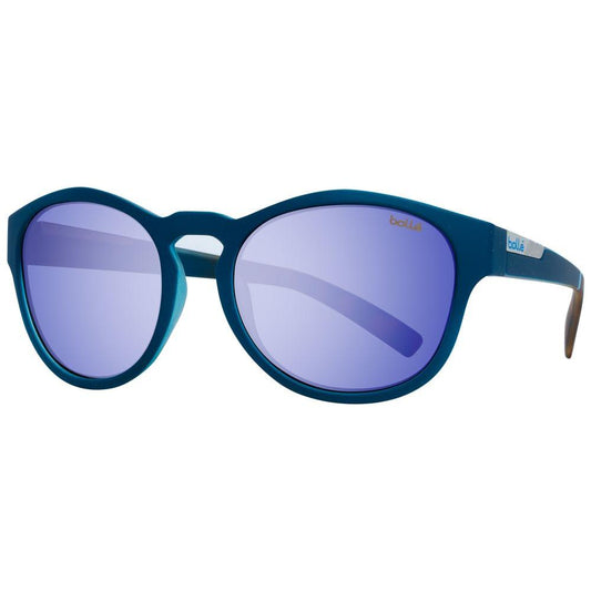 Bolle Blue Unisex Sunglasses with mirrored brown lenses, plastic full-rim round frame, 100% UVA & UVB protection, size 54-20-130.