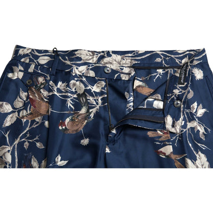 Dolce & Gabbana Blue Floral Print Silk Men Bermuda Shorts