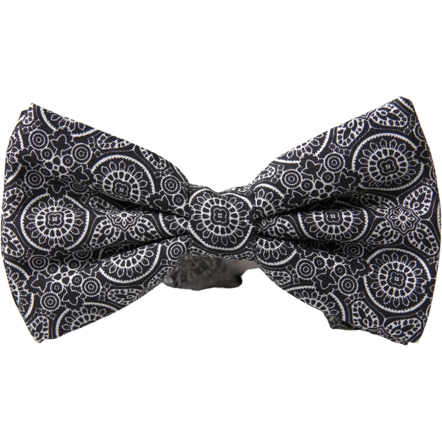 Dolce & Gabbana Black White Pattern Adjustable Neck Papillon Bow Tie