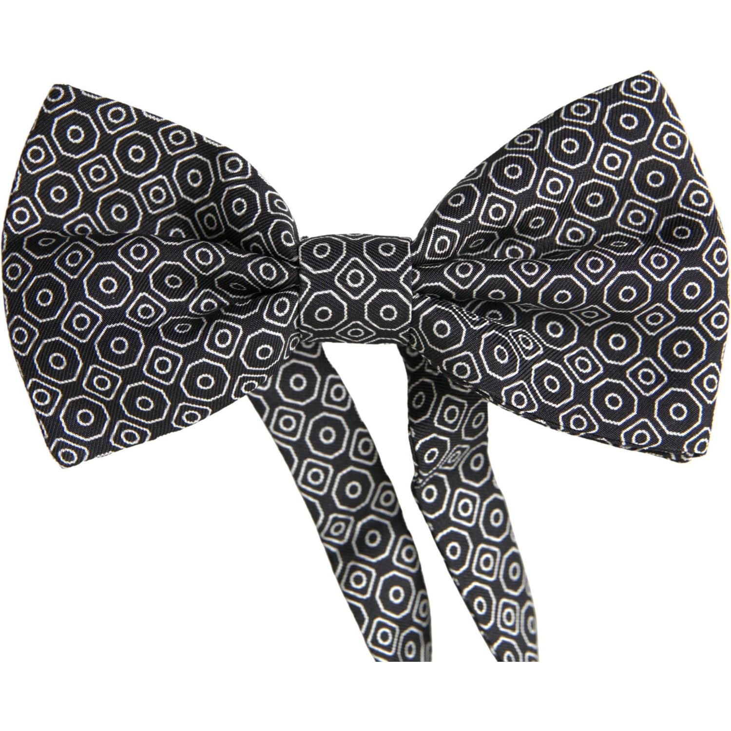 Dolce & Gabbana Black White Pattern Adjustable Neck Papillon Bow Tie